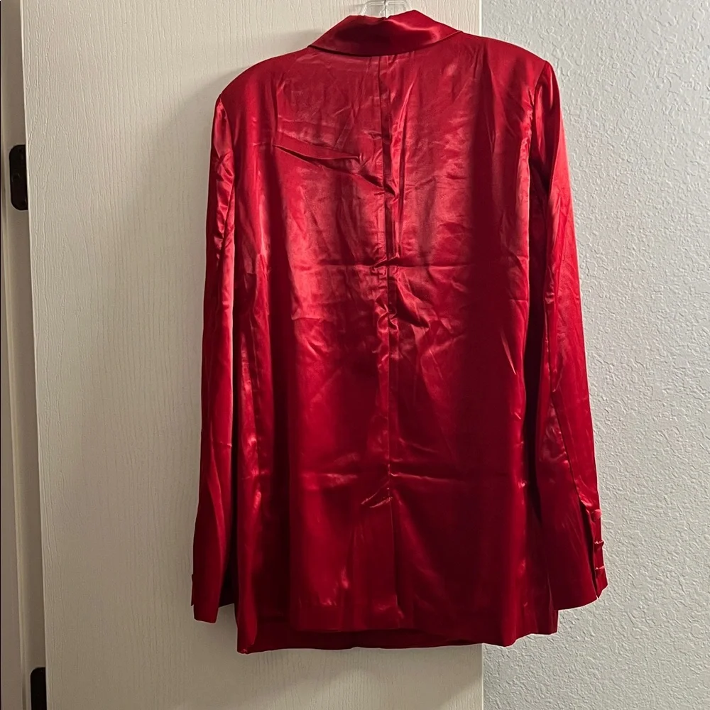 Forever 21 Red Satin Double-Breasted Blazer - Picture 3 of 3